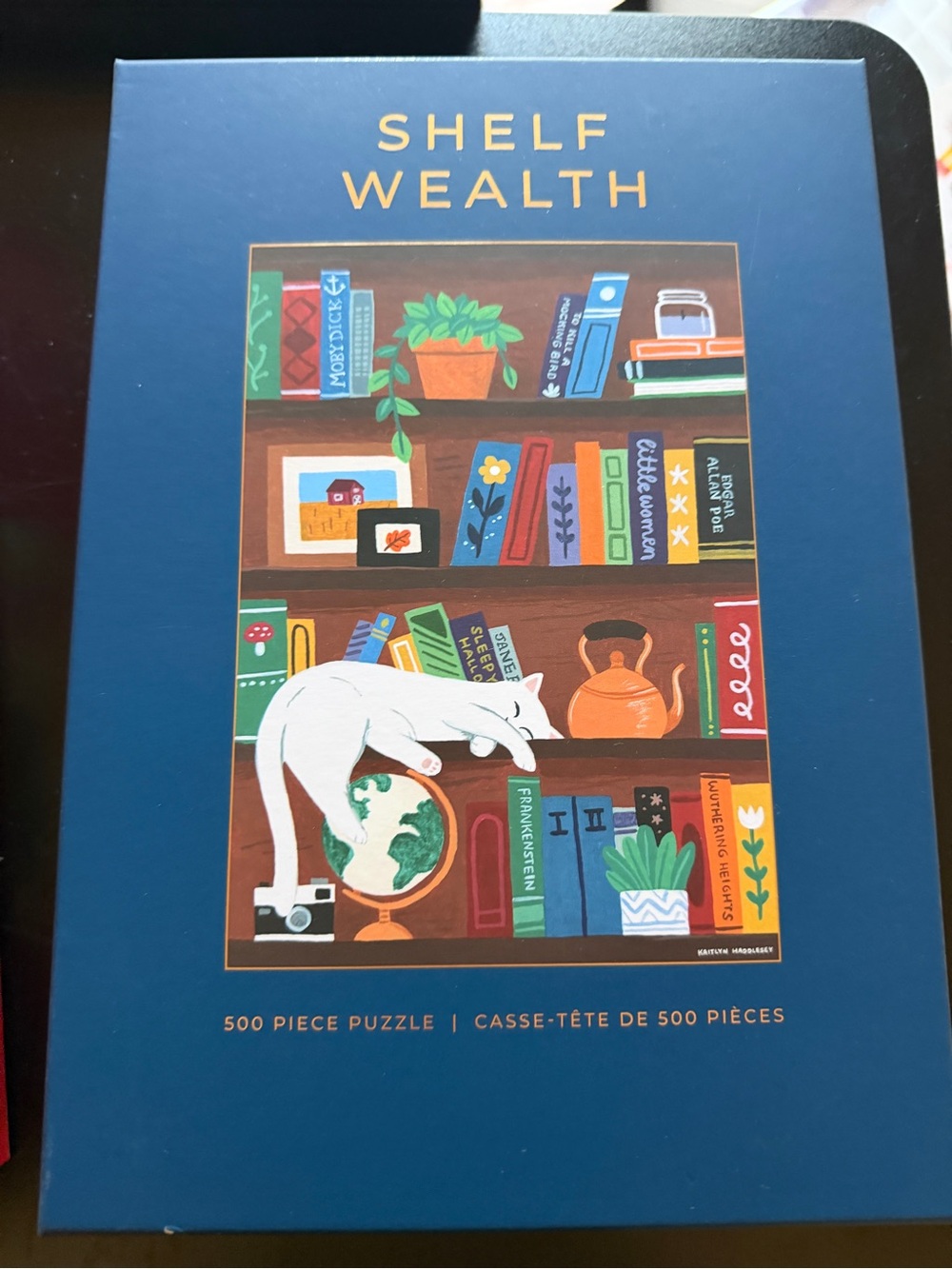 New Hobbry Kaitlyn Haddlesey 500 piece Jigsaw Puzzle Shelf Wealth Books Cat